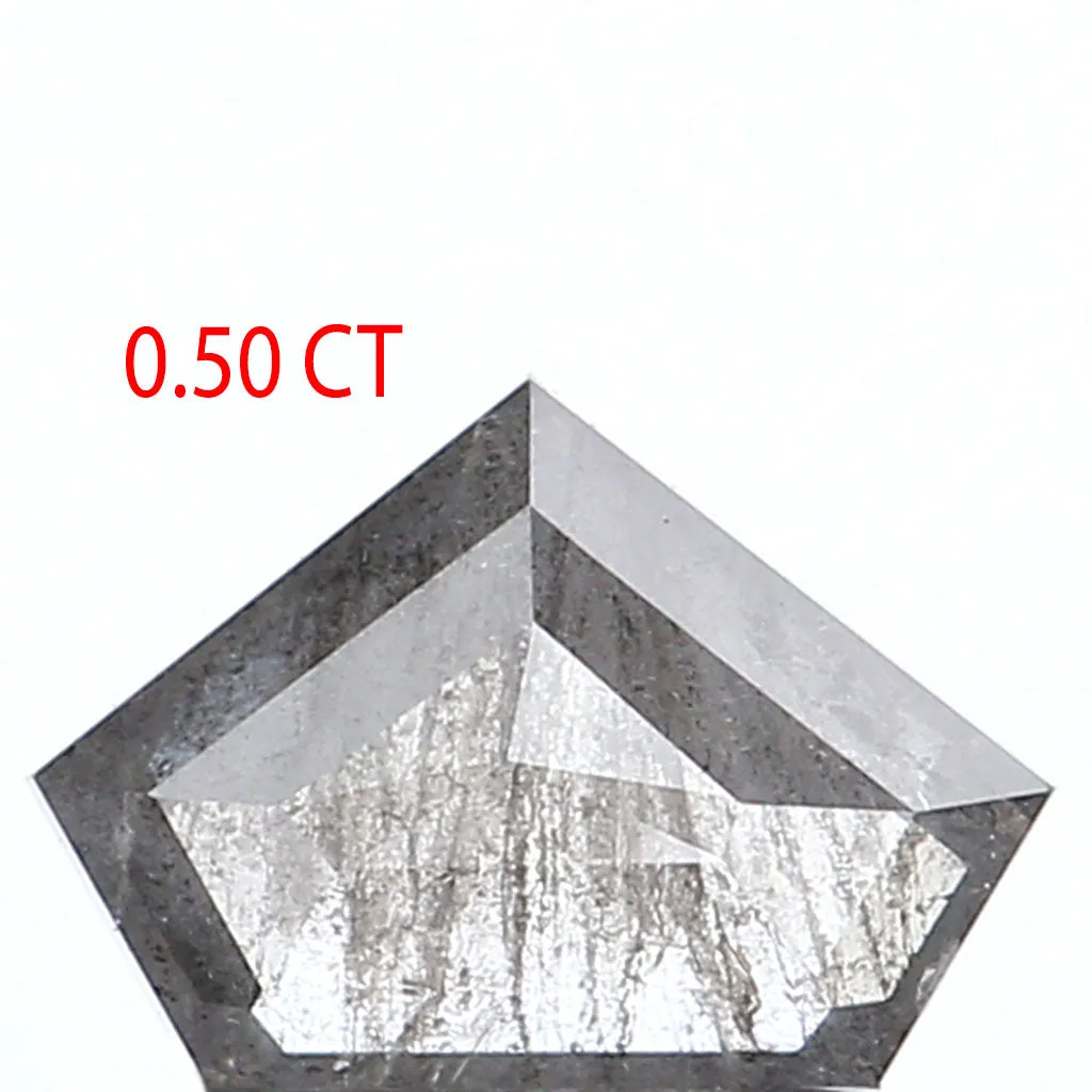 0.50 CT Natural Loose Shield Shape Diamond Salt And Pepper Shield Cut Diamond 4.45 MM Natural Loose Black Grey Color Shield Diam