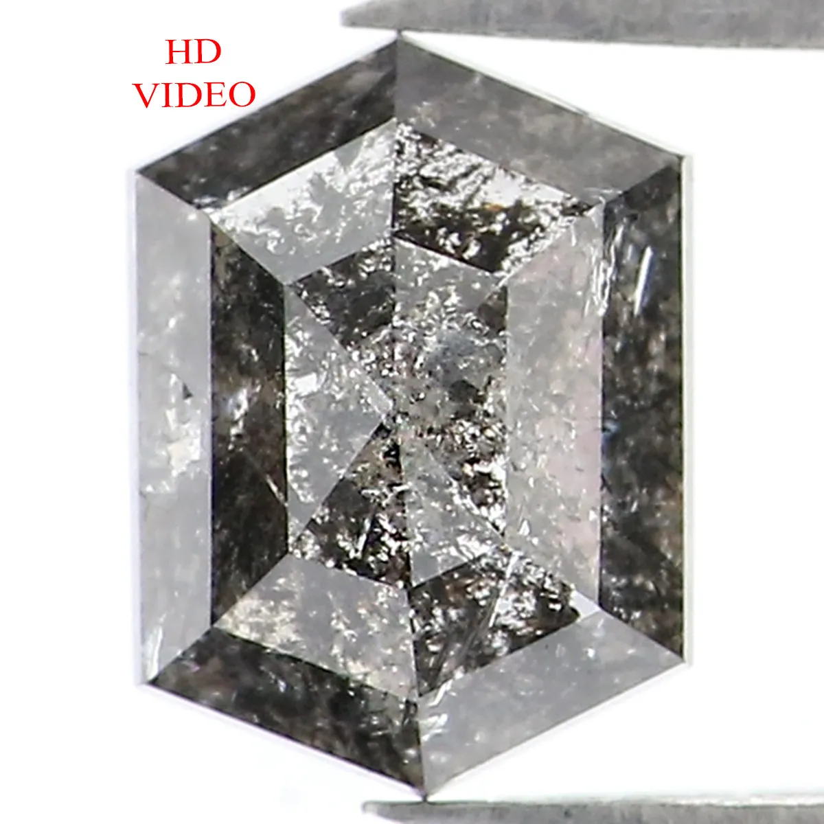 0.83 CT Natural Loose Hexagon Shape Diamond Salt And Pepper Hexagon Shape Diamond 6.50 MM Black Grey Color Hexagon Rose Cut Diam