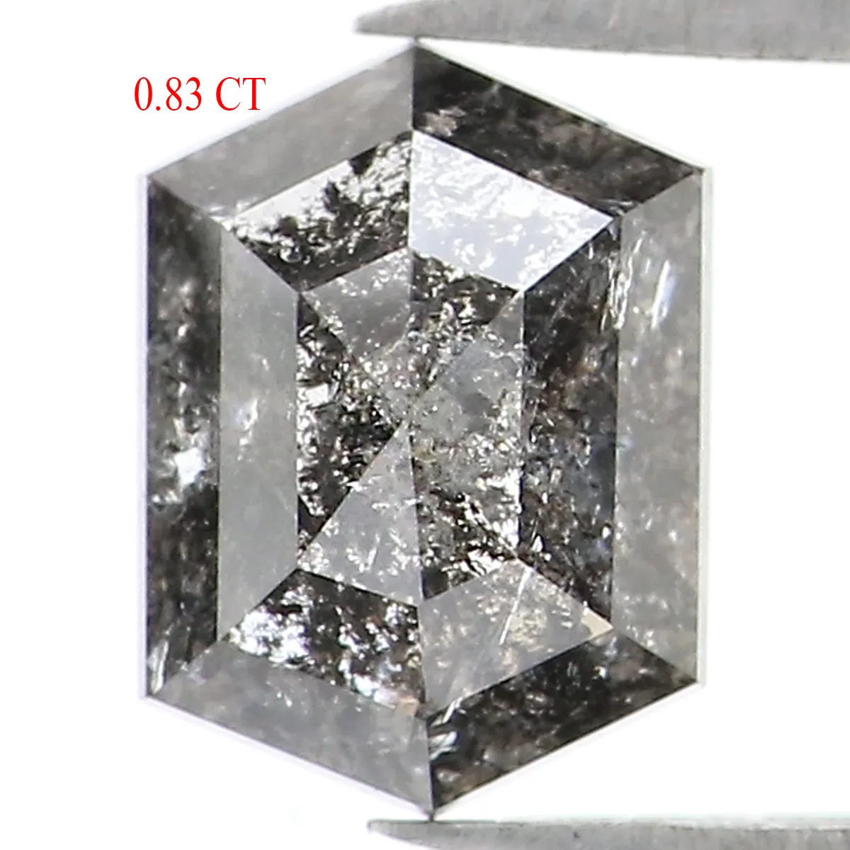 0.83 CT Natural Loose Hexagon Shape Diamond Salt And Pepper Hexagon Shape Diamond 6.50 MM Black Grey Color Hexagon Rose Cut Diam