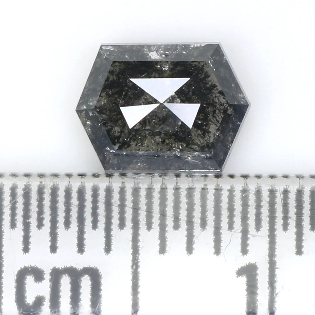 0.83 CT Natural Loose Hexagon Shape Diamond Salt And Pepper Hexagon Shape Diamond 6.50 MM Black Grey Color Hexagon Rose Cut Diam