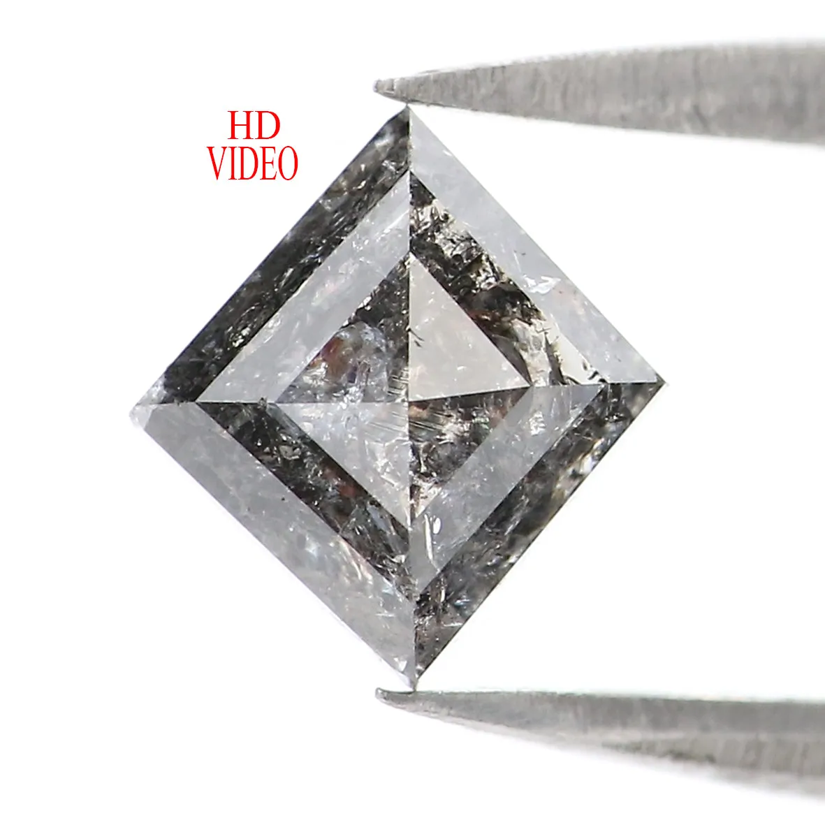 0.88 CT Natural Loose Kite Shape Diamond Salt And Pepper Kite Cut Diamond 7.20 MM Black Grey Color Kite Shape Rose Cut Diamond Q