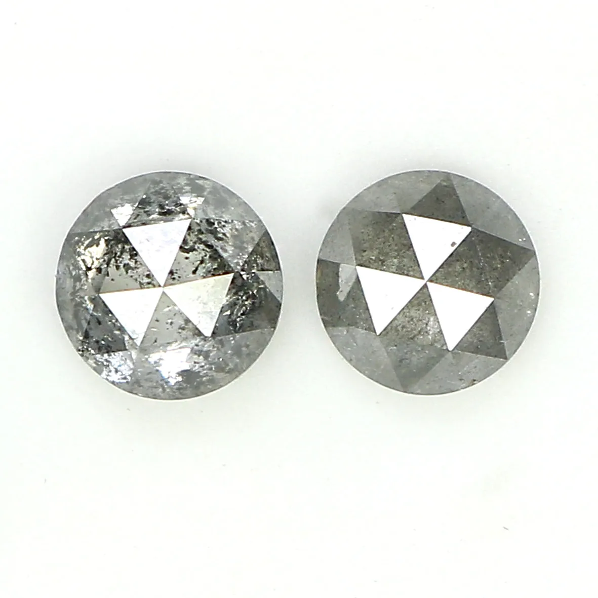 0.95 CT Natural Loose Round Rose Cut Pair Diamond Salt And Pepper Rose Cut Diamond 4.60 MM Natural Black Grey Round Rose Cut Dia