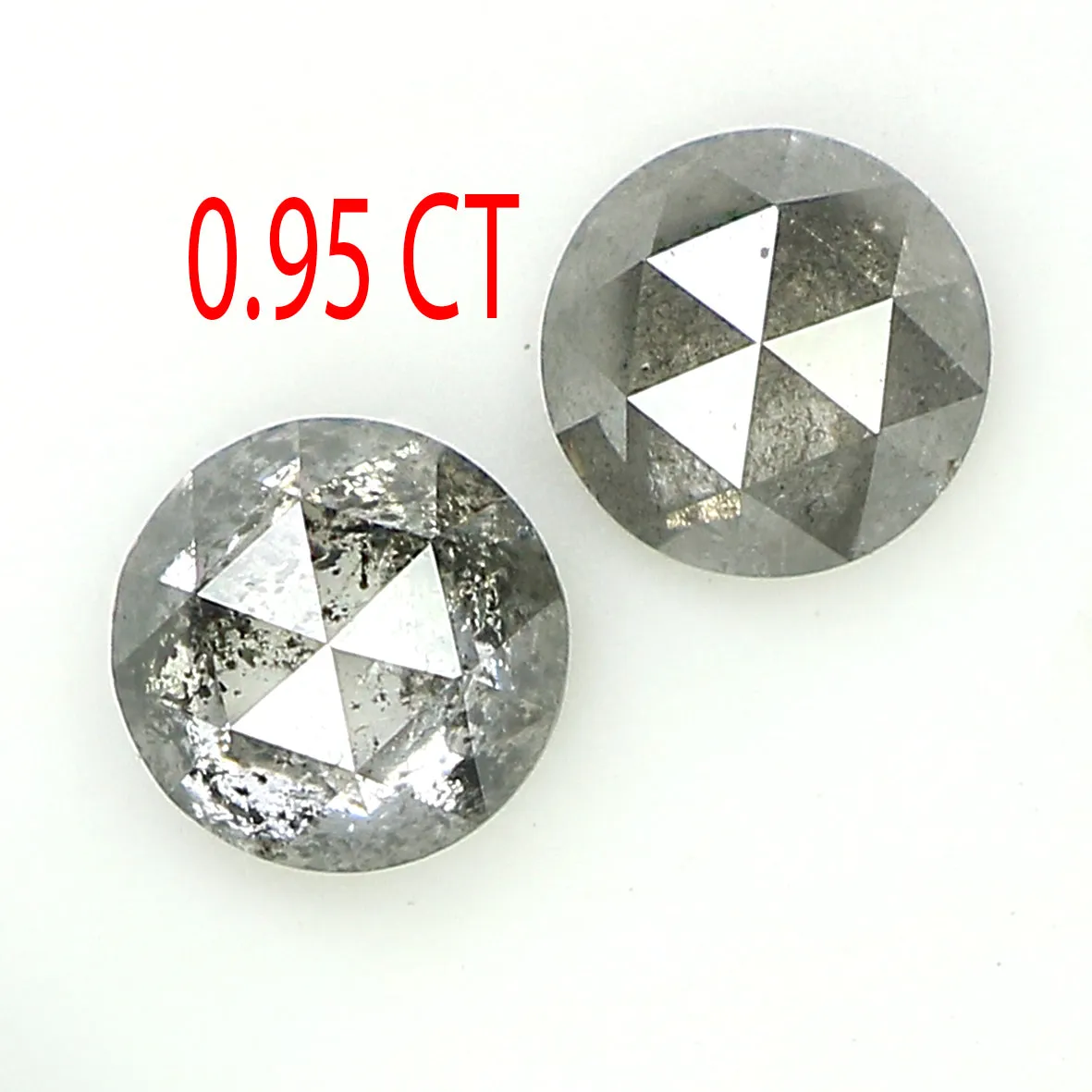 0.95 CT Natural Loose Round Rose Cut Pair Diamond Salt And Pepper Rose Cut Diamond 4.60 MM Natural Black Grey Round Rose Cut Dia