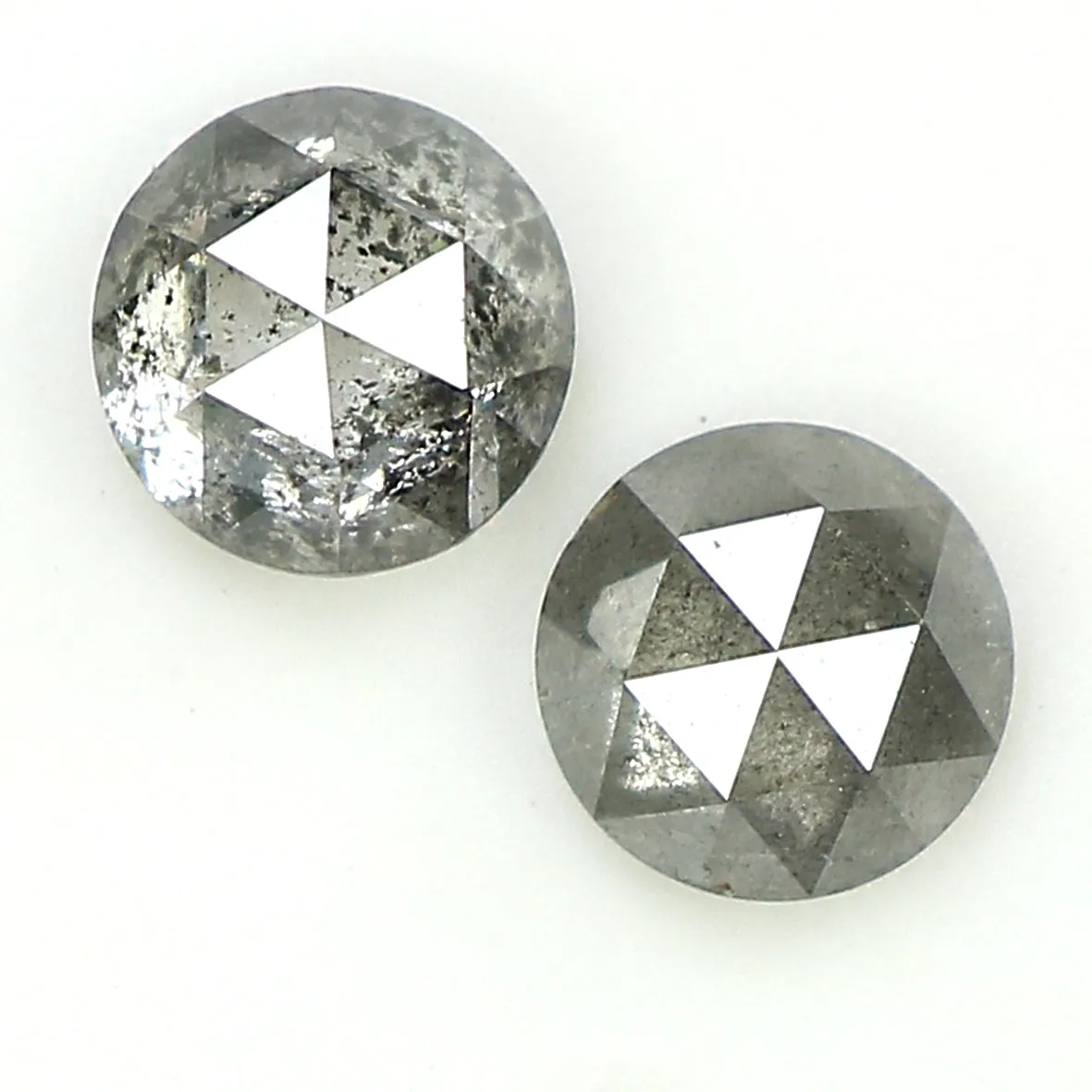 0.95 CT Natural Loose Round Rose Cut Pair Diamond Salt And Pepper Rose Cut Diamond 4.60 MM Natural Black Grey Round Rose Cut Dia