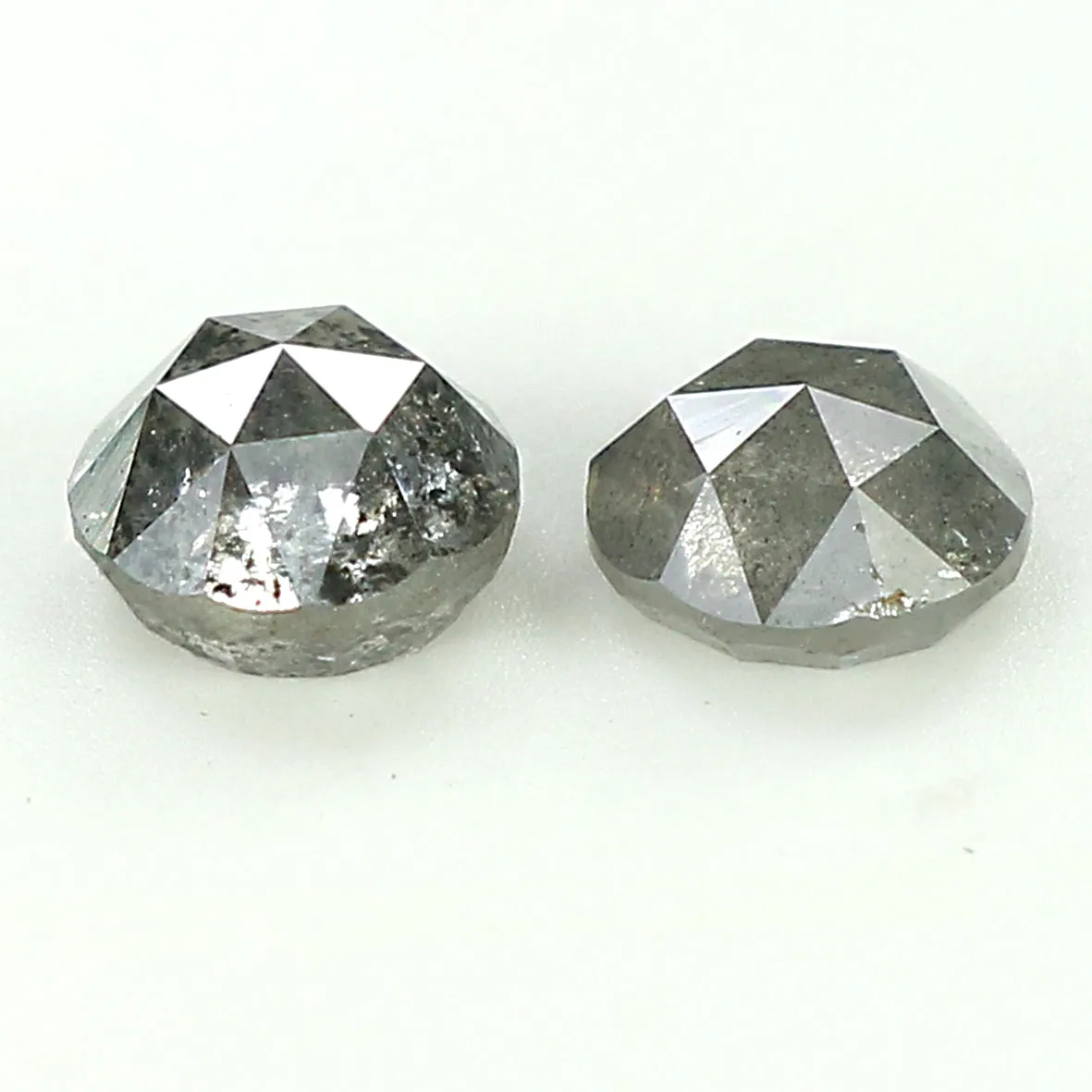 0.95 CT Natural Loose Round Rose Cut Pair Diamond Salt And Pepper Rose Cut Diamond 4.60 MM Natural Black Grey Round Rose Cut Dia