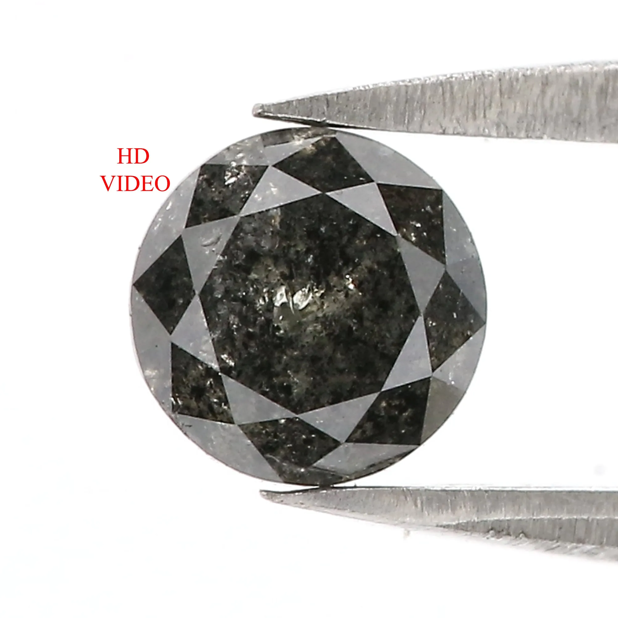 1.02 CT Natural Loose Round Cut Diamond Black Grey Color Round Shape Diamond 5.95 MM Salt And Pepper Round Brilliant Cut Diamond