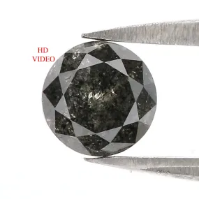 1.02 CT Natural Loose Round Cut Diamond Black Grey Color Round Shape Diamond 5.95 MM Salt And Pepper Round Brilliant Cut Diamond