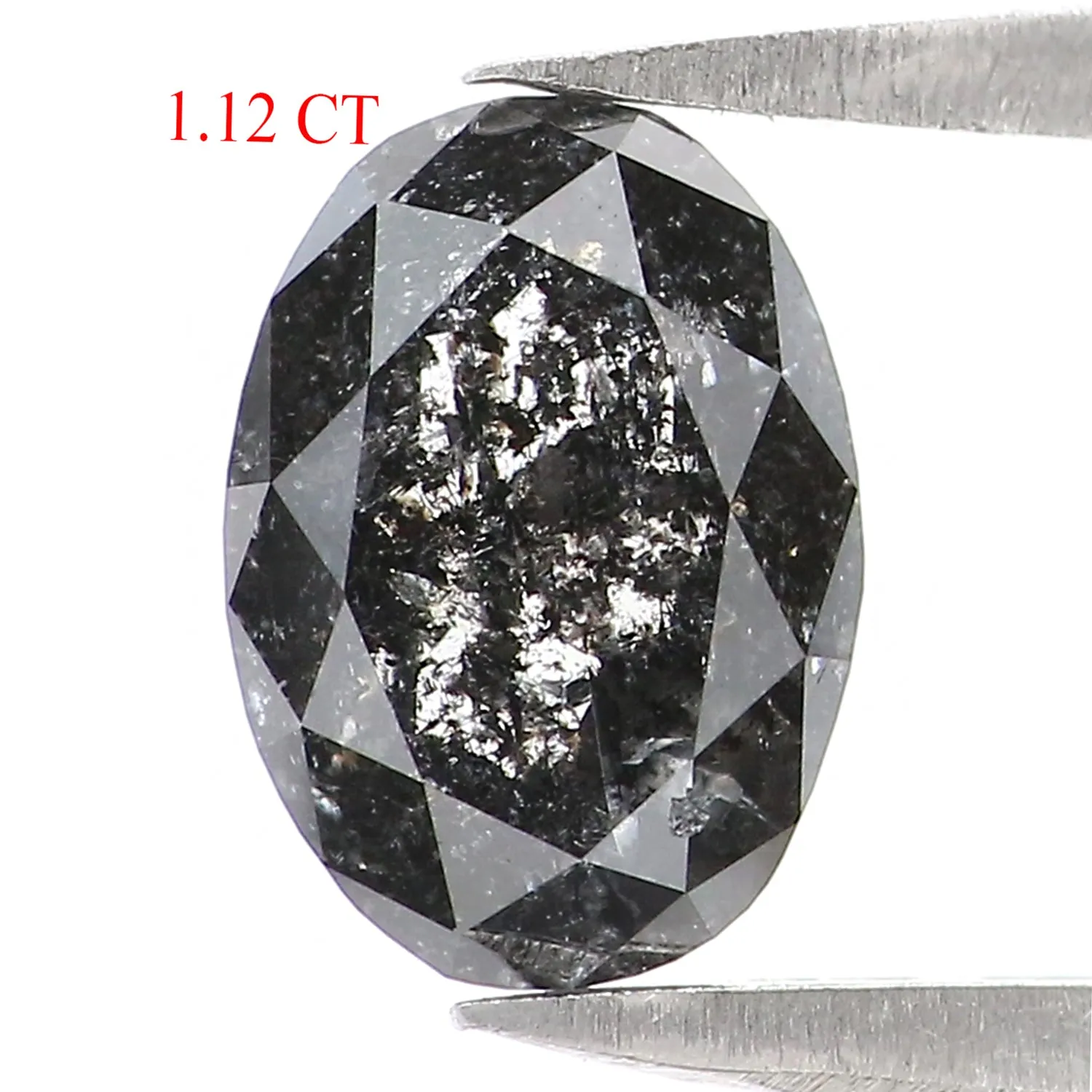 1.12 CT Natural Loose Oval Shape Diamond Salt And Pepper Oval Shape Diamond 7.60 MM Natural Black Grey Color Oval Rose Cut Diamo