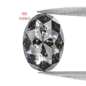 1.12 CT Natural Loose Oval Shape Diamond Salt And Pepper Oval Shape Diamond 7.60 MM Natural Black Grey Color Oval Rose Cut Diamo