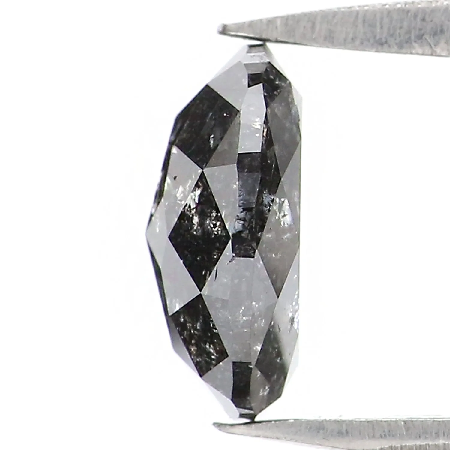 1.12 CT Natural Loose Oval Shape Diamond Salt And Pepper Oval Shape Diamond 7.60 MM Natural Black Grey Color Oval Rose Cut Diamo