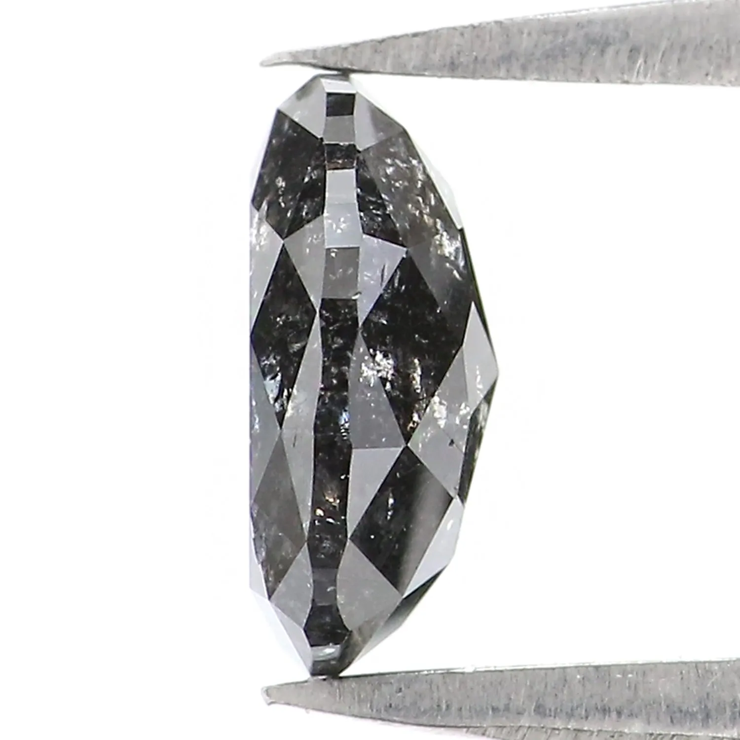 1.12 CT Natural Loose Oval Shape Diamond Salt And Pepper Oval Shape Diamond 7.60 MM Natural Black Grey Color Oval Rose Cut Diamo