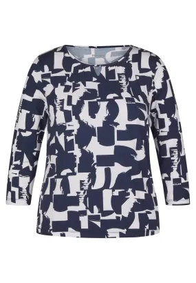 114360- 3/4 Sleeve Graphic Print Round Neck- Rabe