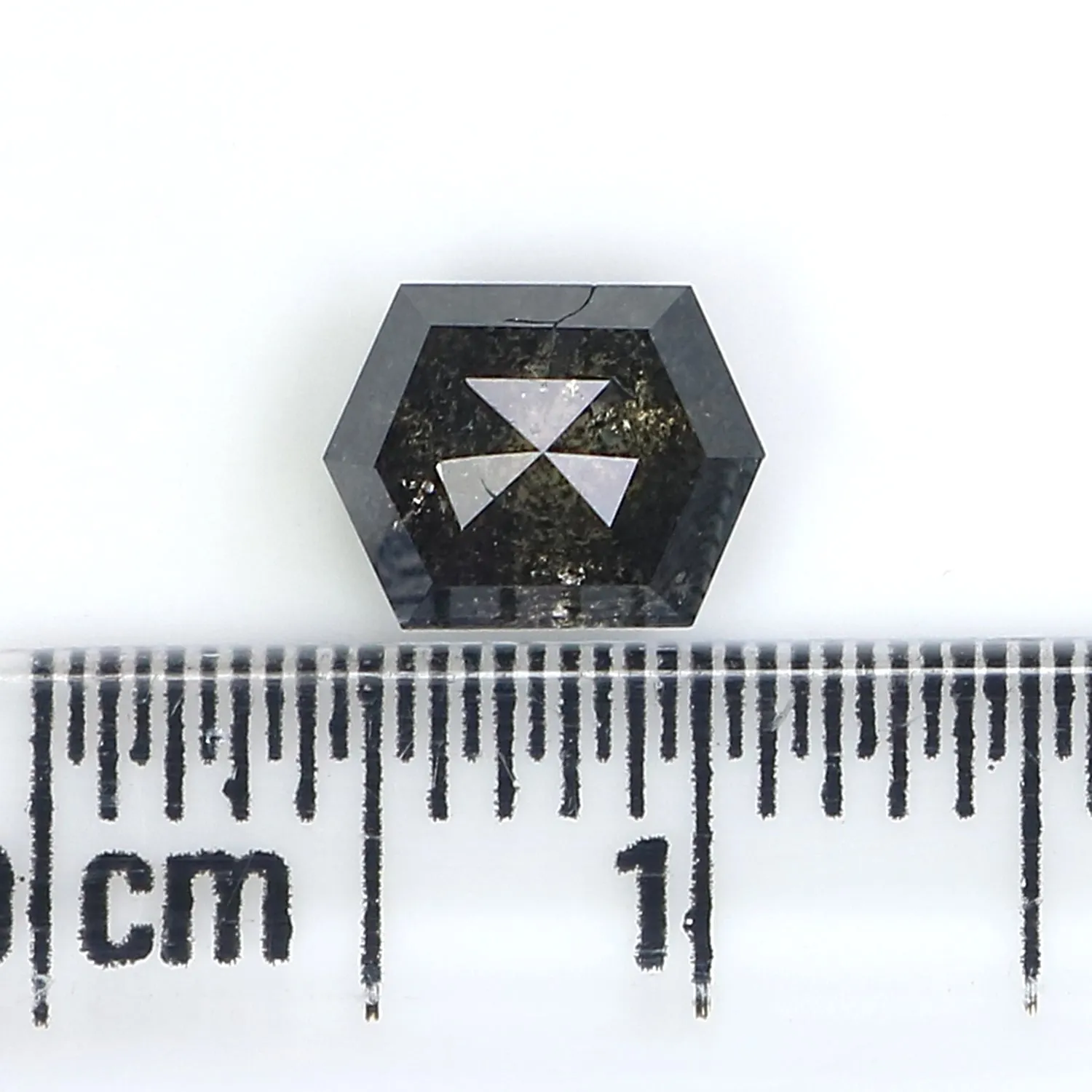 1.21 CT Natural Loose Hexagon Cut Diamond Salt And Pepper Hexagon Diamond 6.70 MM Natural Loose Black Grey Color Hexagon Cut Dia