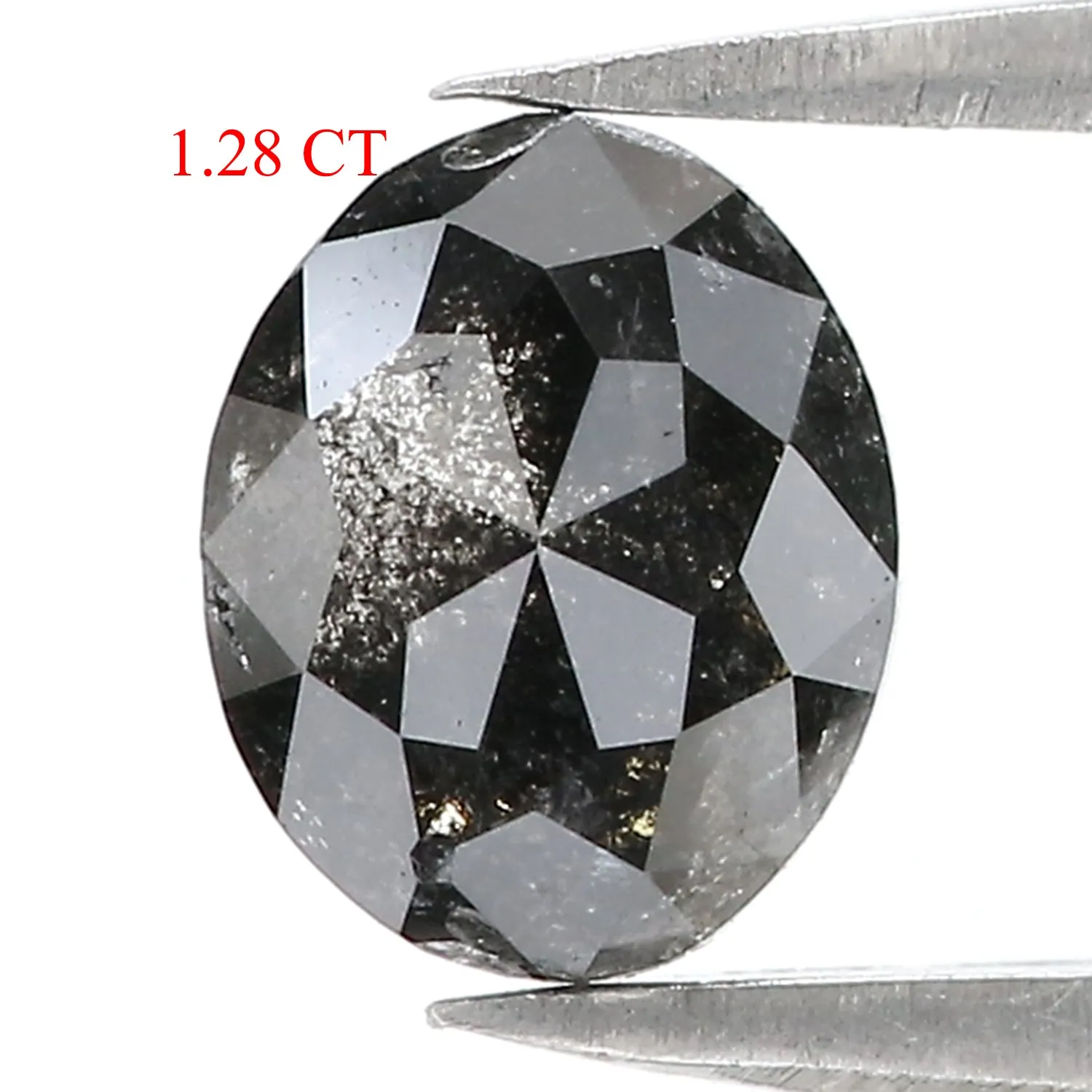 1.28 Ct Natural Loose Oval Shape Diamond Salt And Pepper Oval Diamond 7.55 MM Natural Diamond Black Grey Color Oval Rose Cut Dia