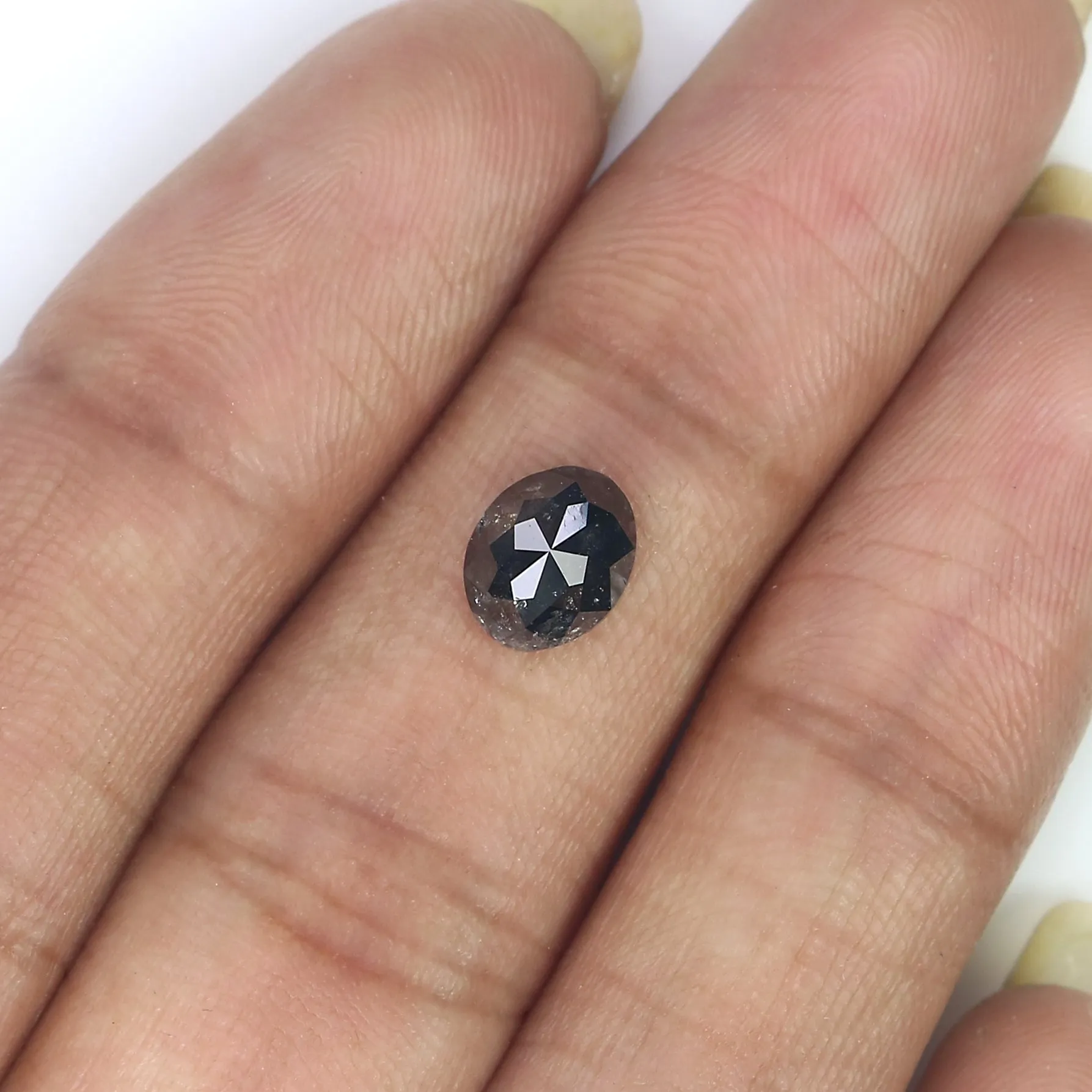 1.28 Ct Natural Loose Oval Shape Diamond Salt And Pepper Oval Diamond 7.55 MM Natural Diamond Black Grey Color Oval Rose Cut Dia