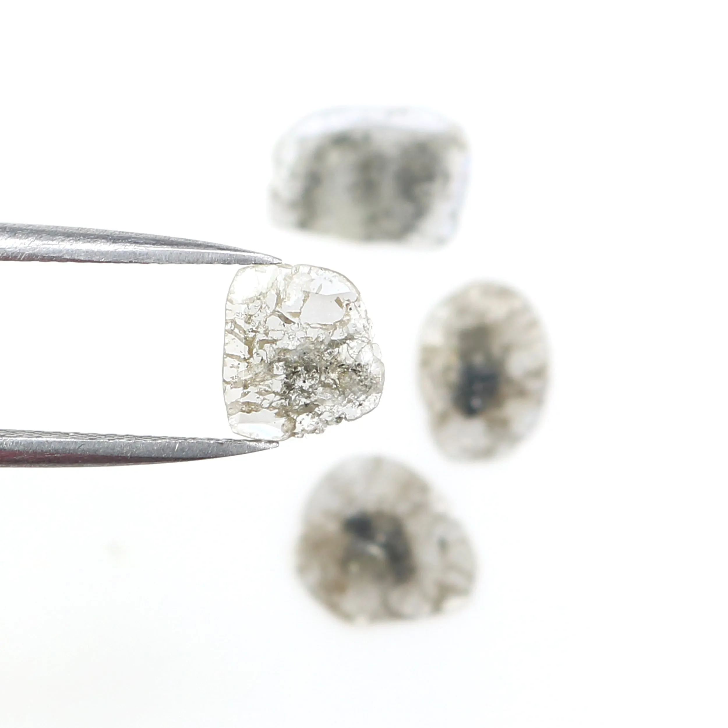 1.44 Ct Natural Loose Slice Shape Diamond Slice Salt And Pepper Diamond 7.90 MM Slice Natural Loose Diamond Slice Black Grey Dia