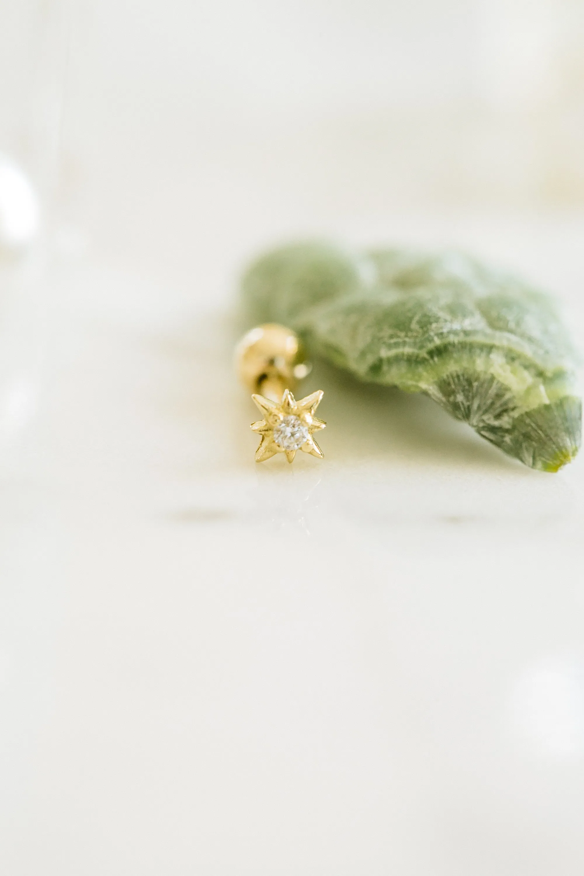 14k Gold Cartilage Anti Tragus Forward Helix Inner Conch Lobe Ball Barbell Tongue Lip Asteroid Light Star Ear Stud Earring Pierc