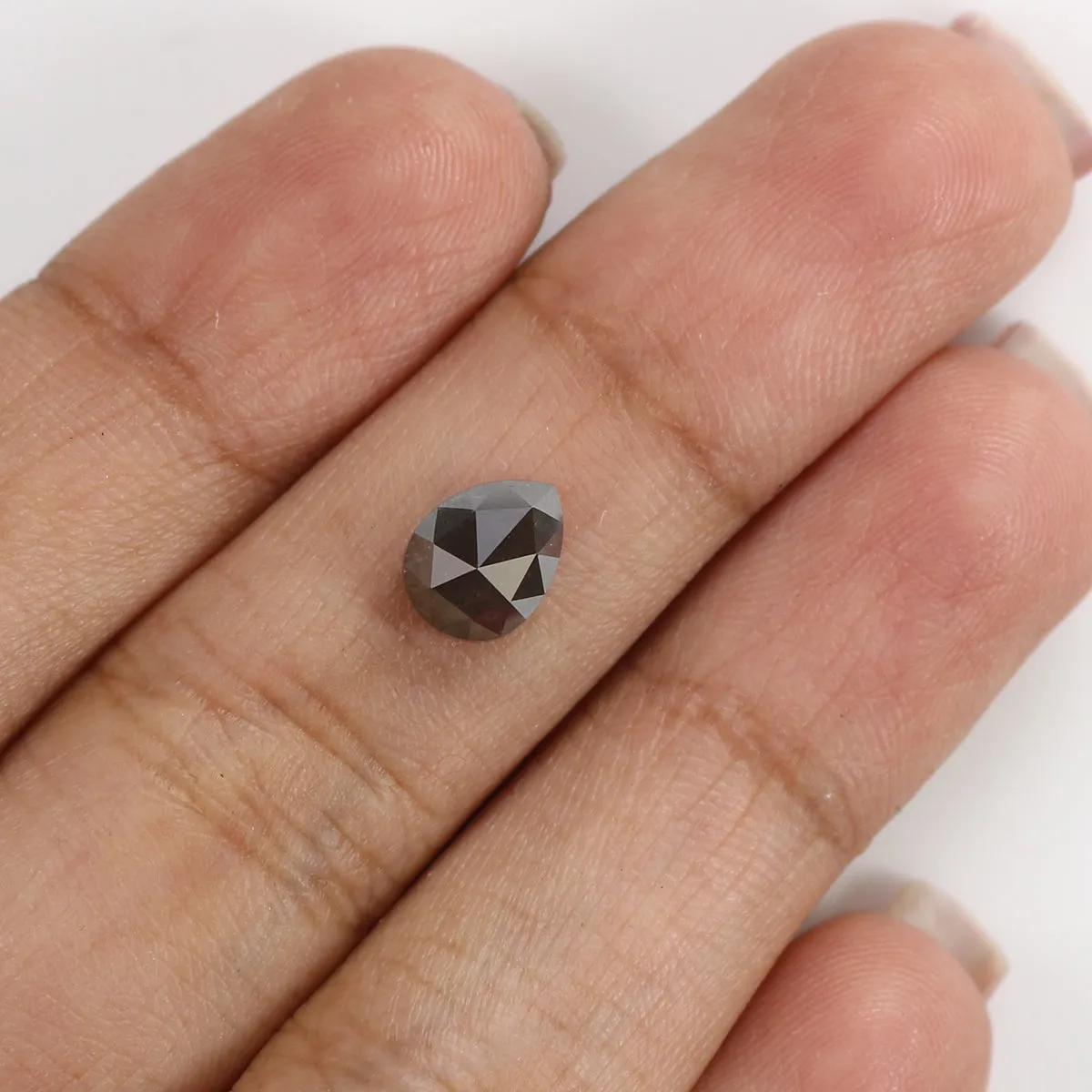 1.53 CT Natural Loose Pear Shape Diamond Salt And Pepper Pear Rose Cut Diamond 7.90 MM Black Grey Color Pear Shape Rose Cut Diam