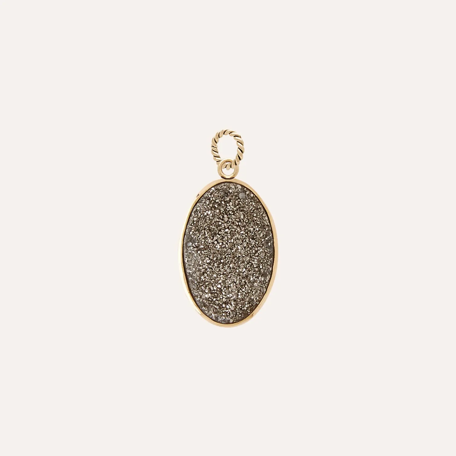 18K Vaporized Black Druzy Oval Charm