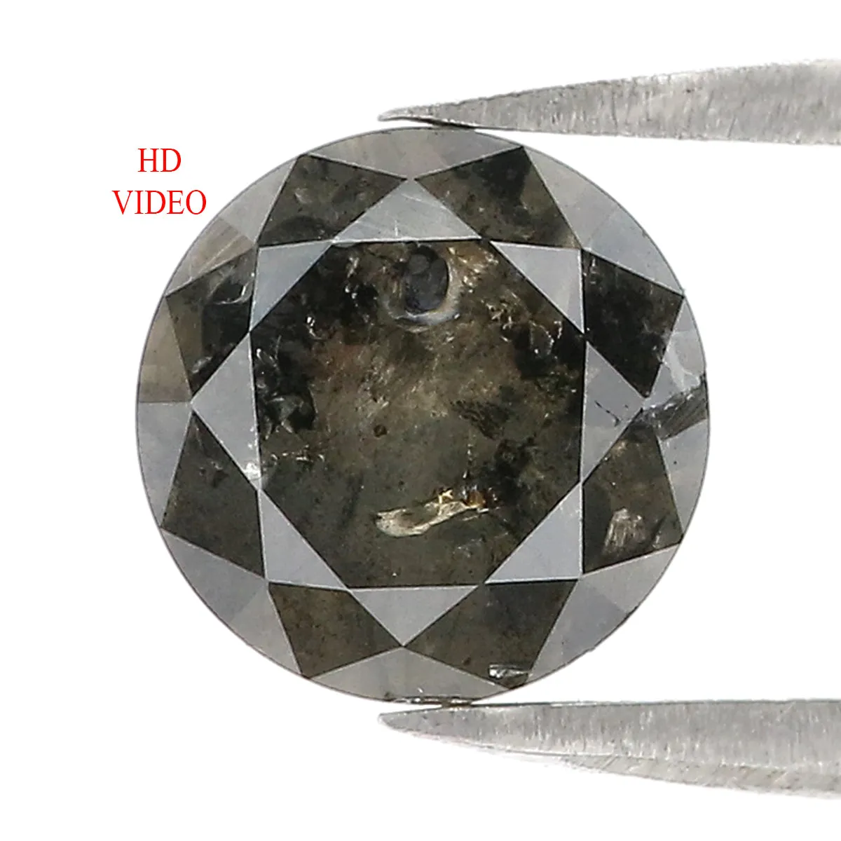 2.10 CT Natural Loose Round Shape Diamond Black Grey Color Round Cut Diamond 7.95 MM Salt And Pepper Round Brilliant Cut Diamond