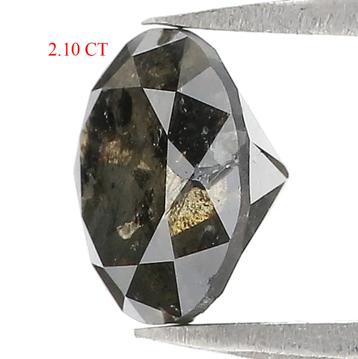 2.10 CT Natural Loose Round Shape Diamond Black Grey Color Round Cut Diamond 7.95 MM Salt And Pepper Round Brilliant Cut Diamond