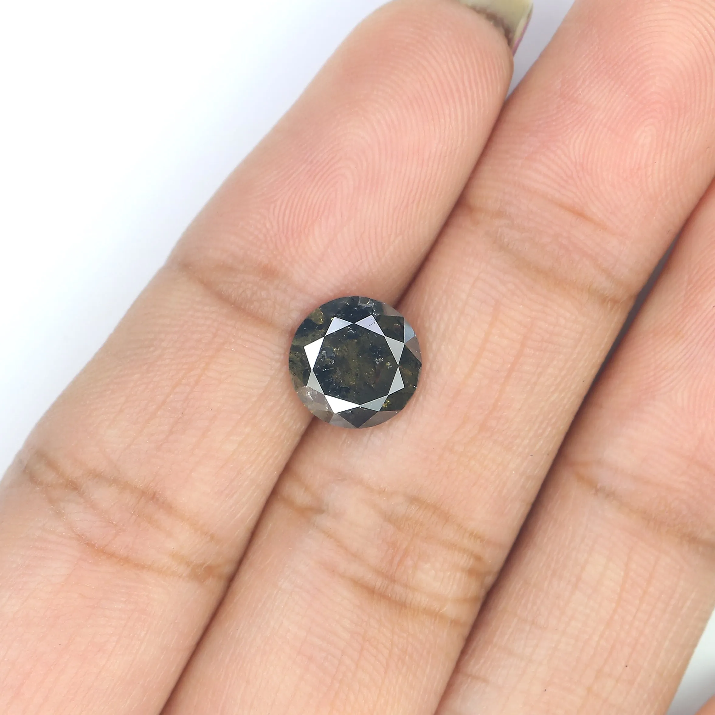 2.10 CT Natural Loose Round Shape Diamond Black Grey Color Round Cut Diamond 7.95 MM Salt And Pepper Round Brilliant Cut Diamond