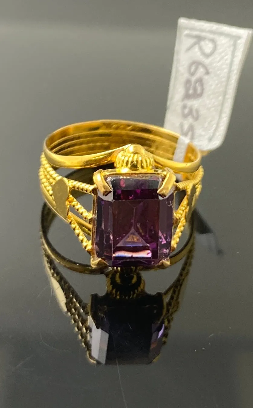 21k Solid Gold Elegant Ladies Purple Stone Ring r6235