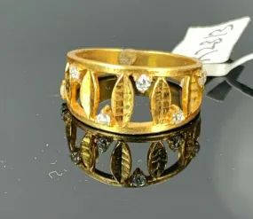 22k Ring Solid Gold ELEGANT Charm Ladies Leaf Band SIZE 7.5 RESIZABLE r2313