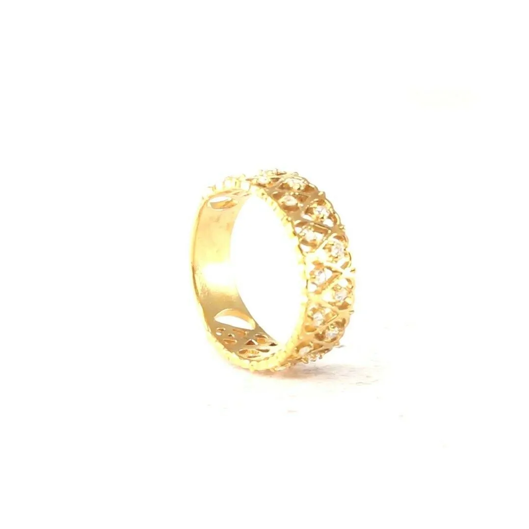 22k Ring Solid Gold ELEGANT Ladies Heart Simple Ring SIZE 7.5 RESIZABLE r2089