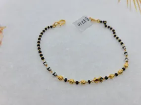 22K Solid Gold Black Beads Bracelet B8710