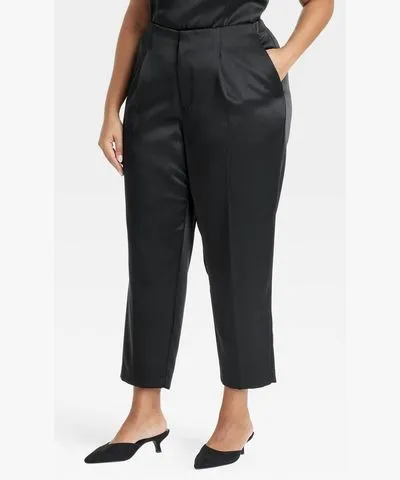 A New Day Women's Super-High Rise Tapered Ankle Tailored Satin Trousers