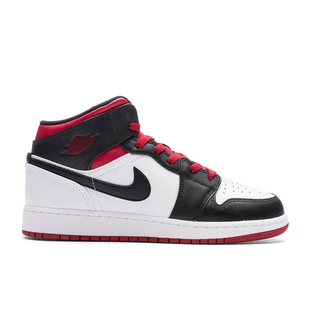 Air Jordan 1 Mid (GS) - White/Gym Red/Black