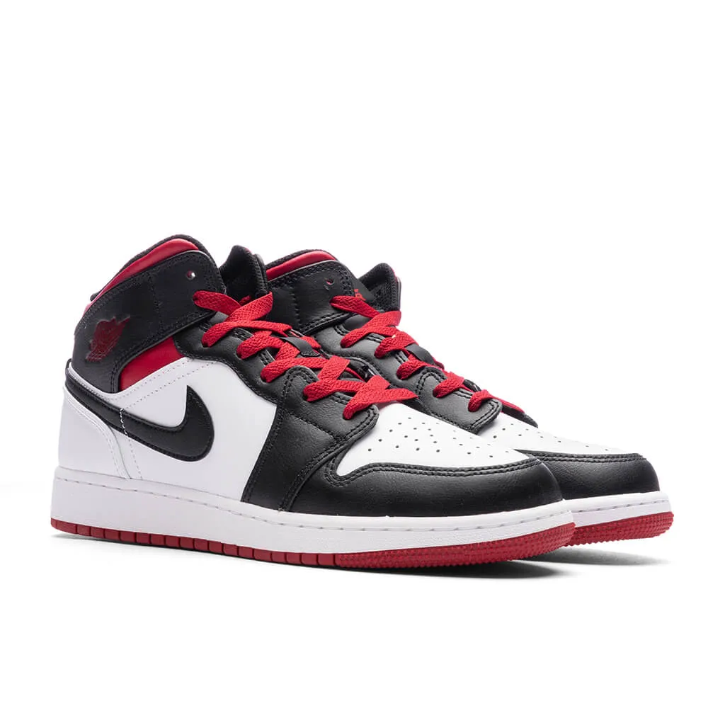 Air Jordan 1 Mid (GS) - White/Gym Red/Black