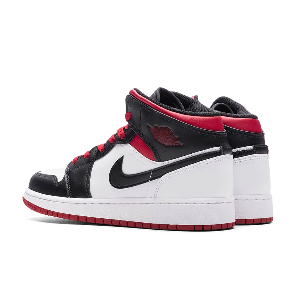 Air Jordan 1 Mid (GS) - White/Gym Red/Black