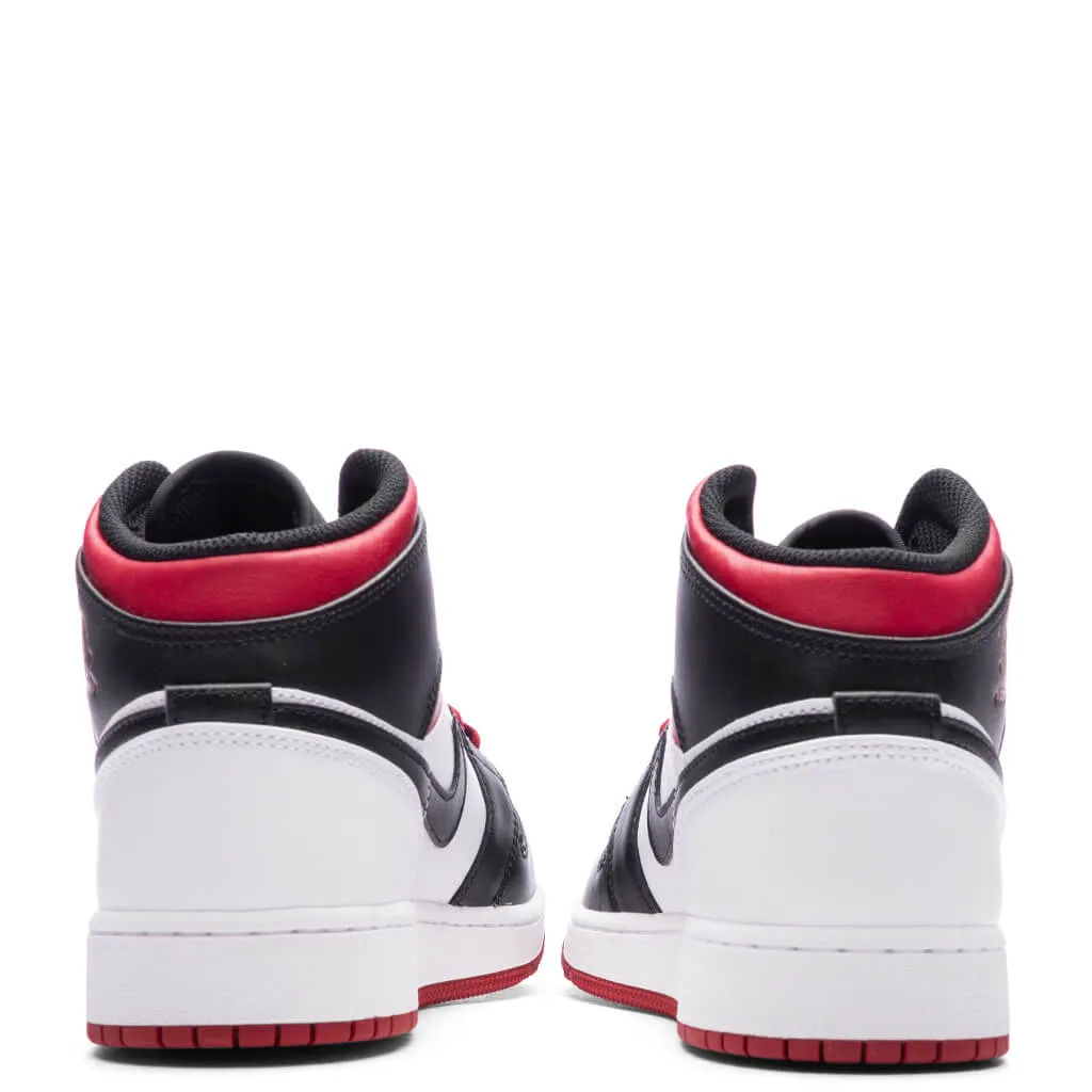 Air Jordan 1 Mid (GS) - White/Gym Red/Black