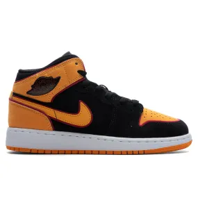 Air Jordan 1 Mid SE (GS) - Black/Vivid Orange/Cardinal Red