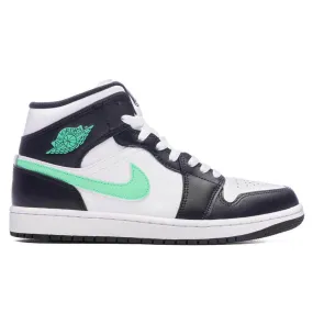 Air Jordan 1 Mid - White/Green Glow/Black