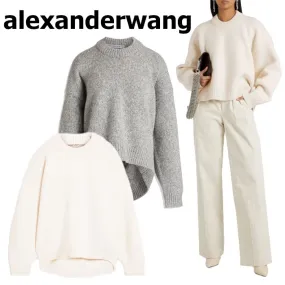 Alexander Wang  |Crew Neck Wool Nylon Long Sleeves Plain V-neck & Crew neck