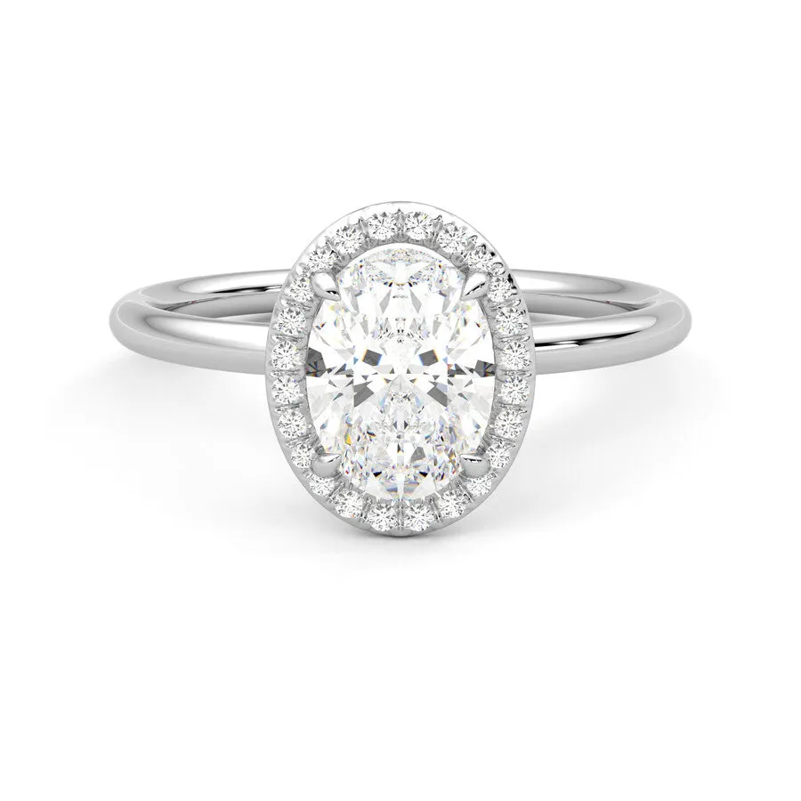 Anillo Radiance Halo Diamante y Oro Blanco 18k