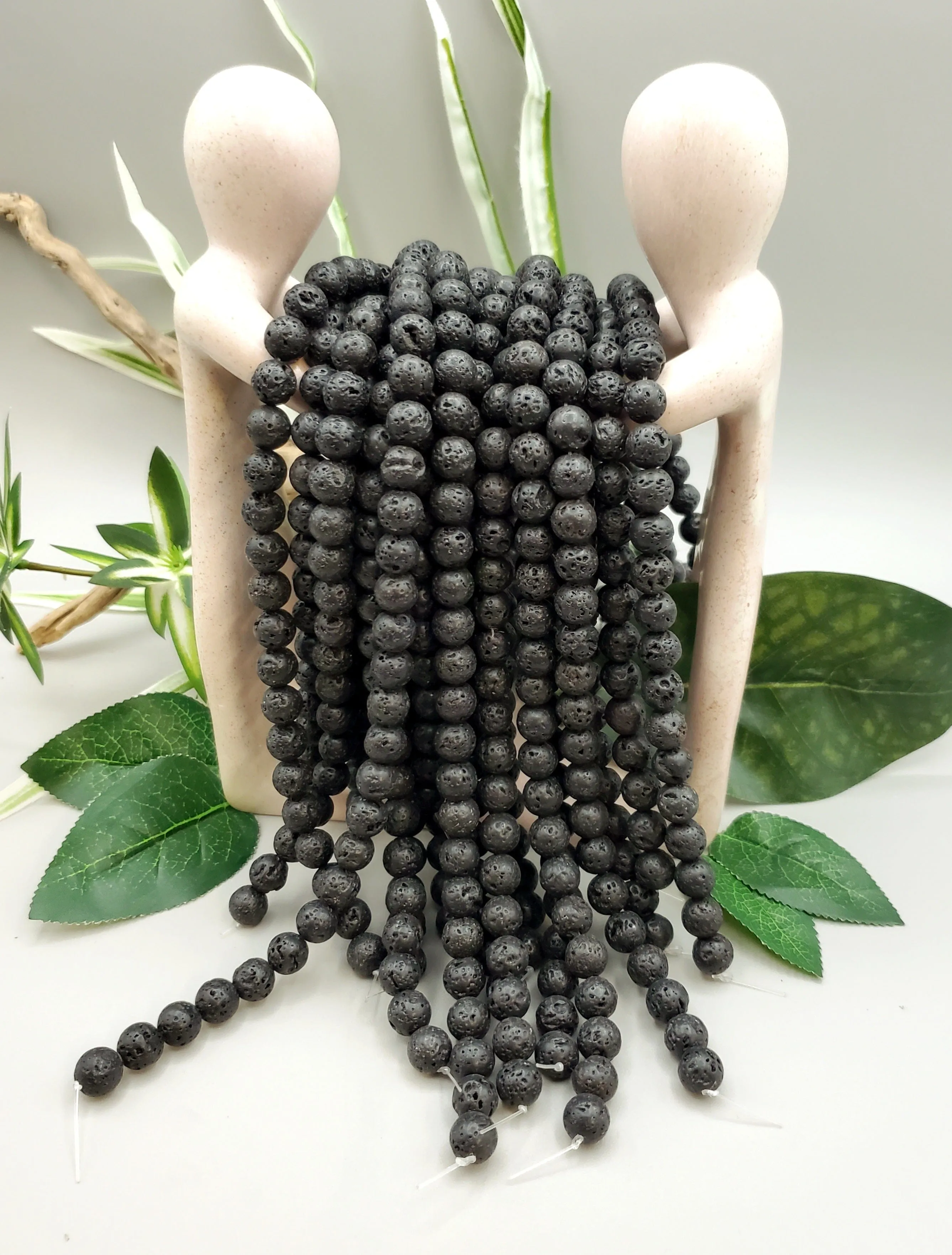 Black Lava Bead Strands