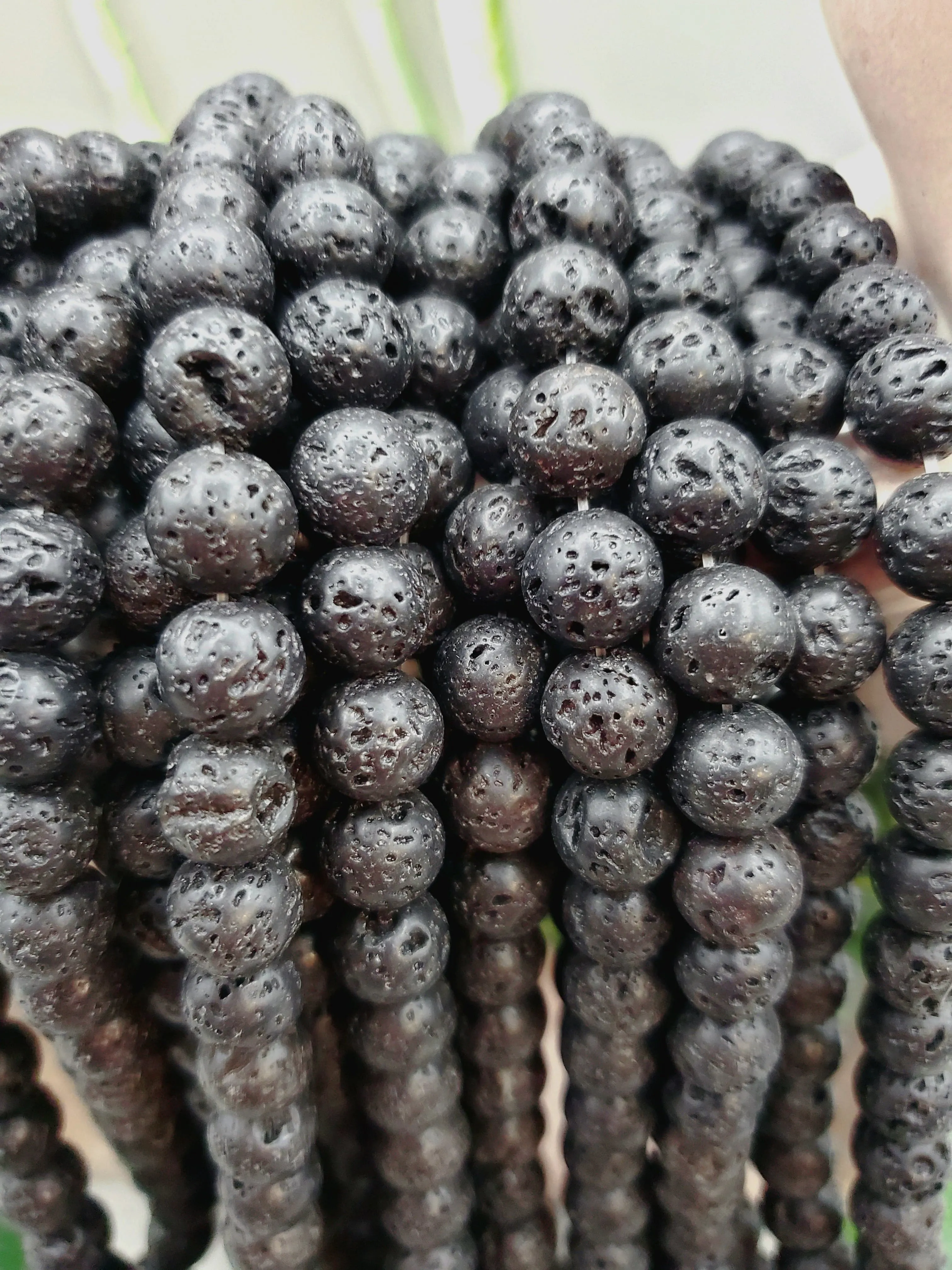 Black Lava Bead Strands