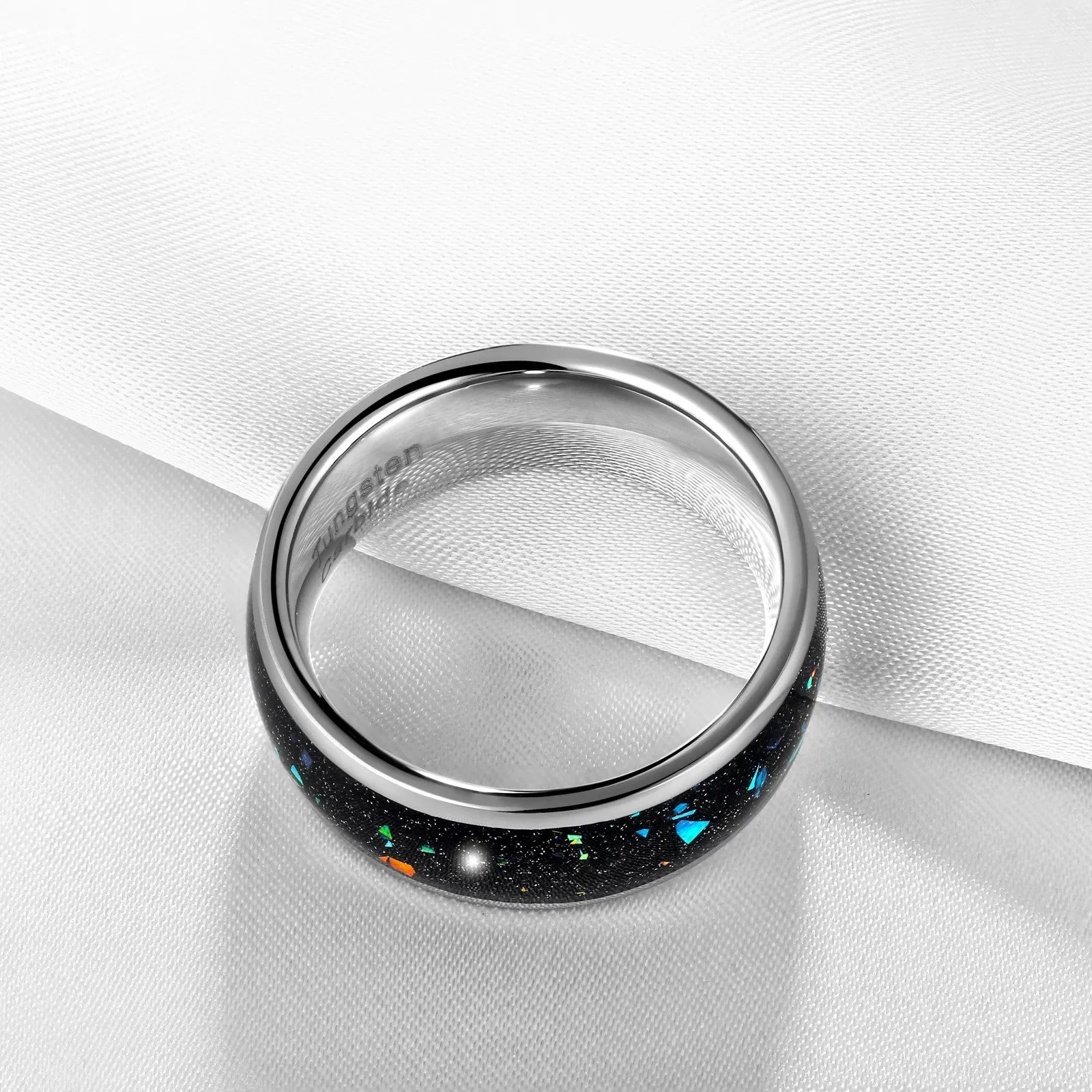 Black Luminous Fragments Inlay Tungsten Ring