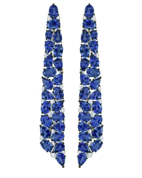 Blue Sapphire and Diamond Kite Earrings