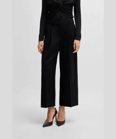 Boss Regular-fit high-waisted trousers in wool