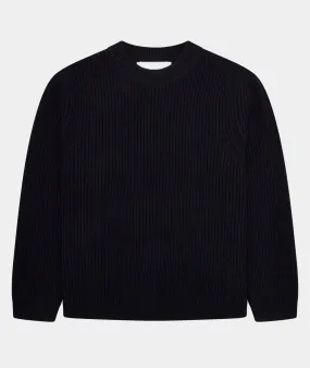 Boxy Wool Knit - Navy