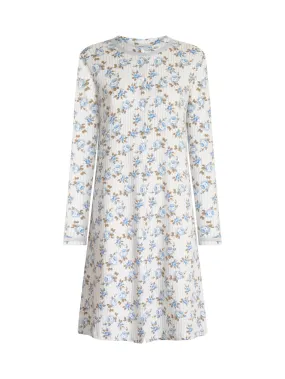 Camicia da notte aperta in interlock di caldo cotone in raffinata stampa floreale - Fant.Dafne