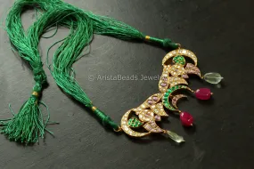 Contemporary Jadau Kundan Pendant - Lavender Green