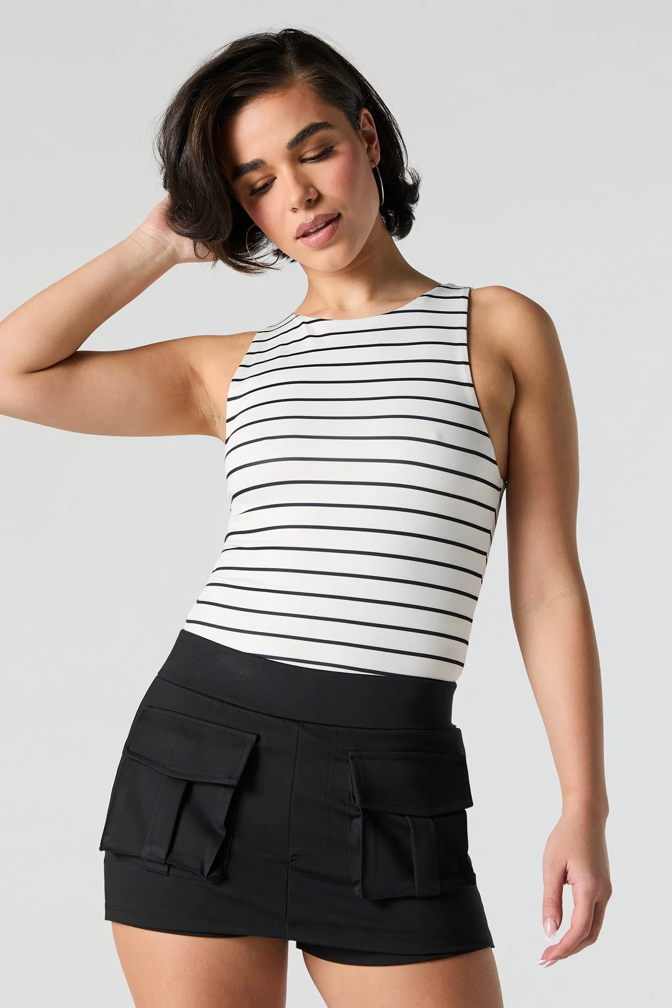 Contour Striped High Neck Bodysuit