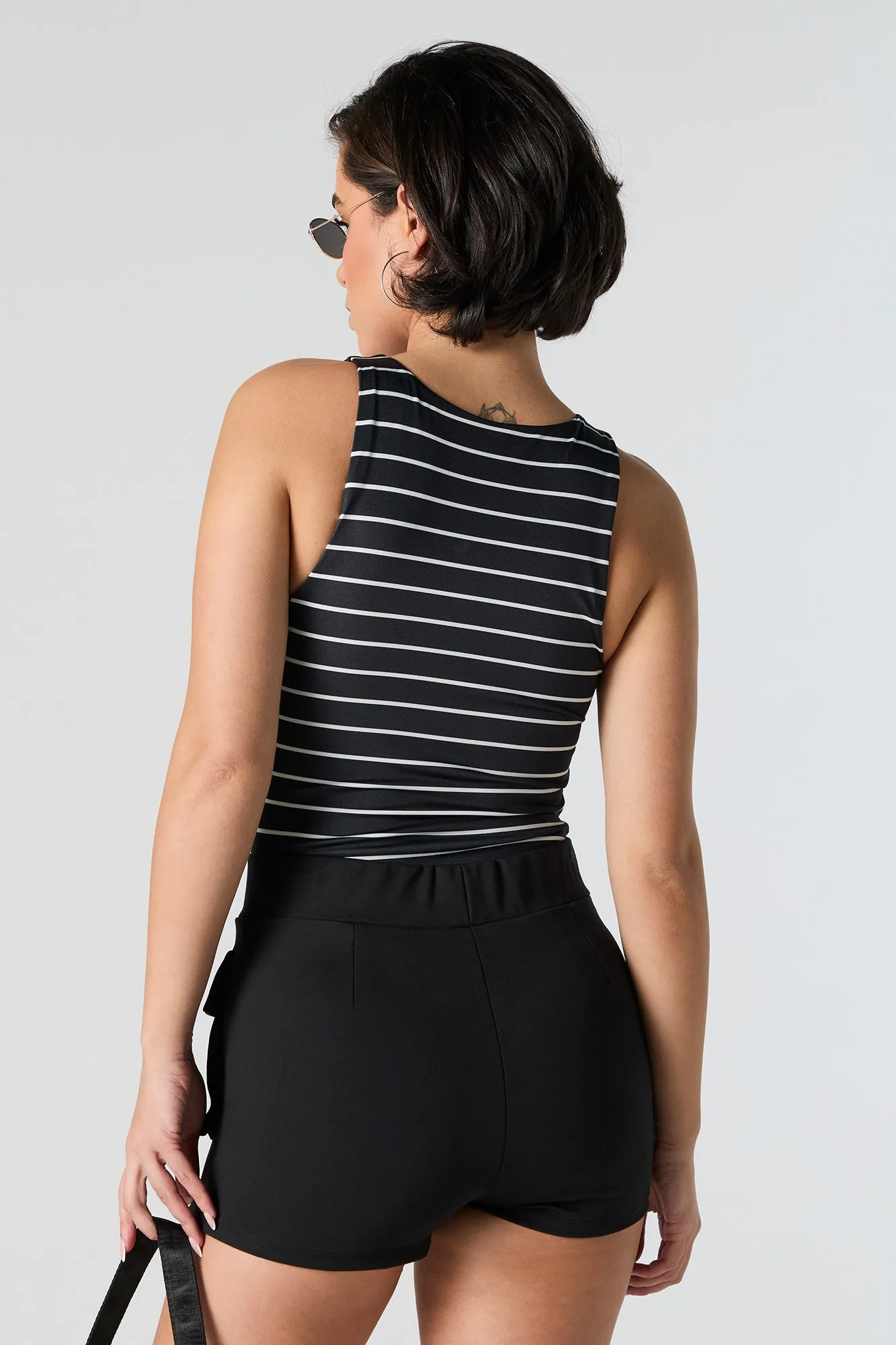 Contour Striped High Neck Bodysuit