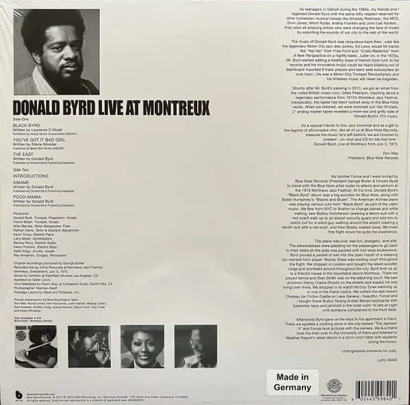 Donald Byrd ~ Cookin' With Blue Note At Montreux